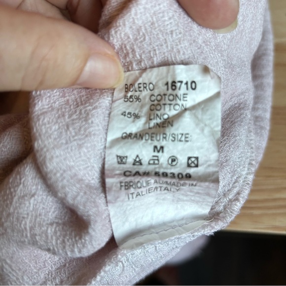 Angela Mara Pale Pink Rag Style Distressed Open Cardigan Size Medium - Picture 3 of 15